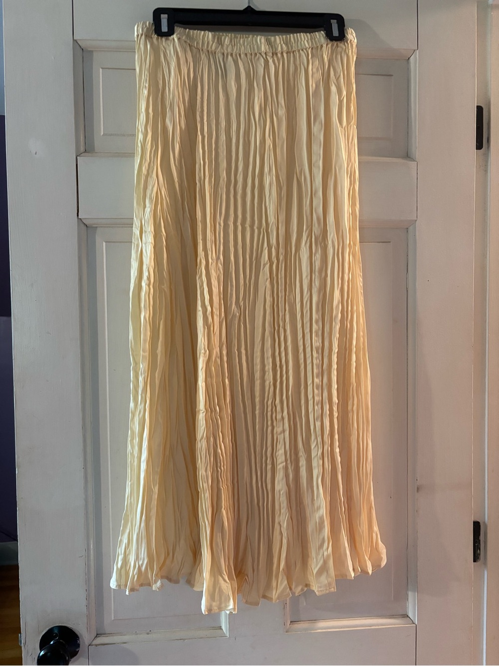 H&M ivory crinkle maxi skirt
